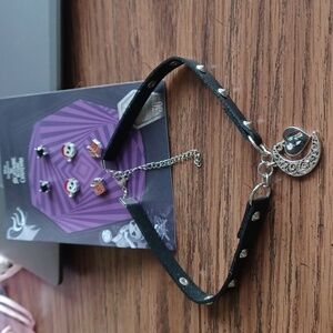 Disney Nightmare Before Christmas studded choker necklace & earrings